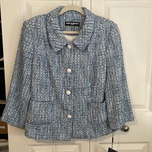 Navy and White Tweed Blazer Jacket Size 16 New with Tags